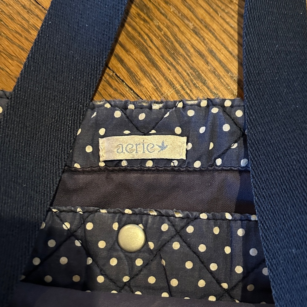 Aerie Navy Polka Dot Bag! - Picture 2 of 8